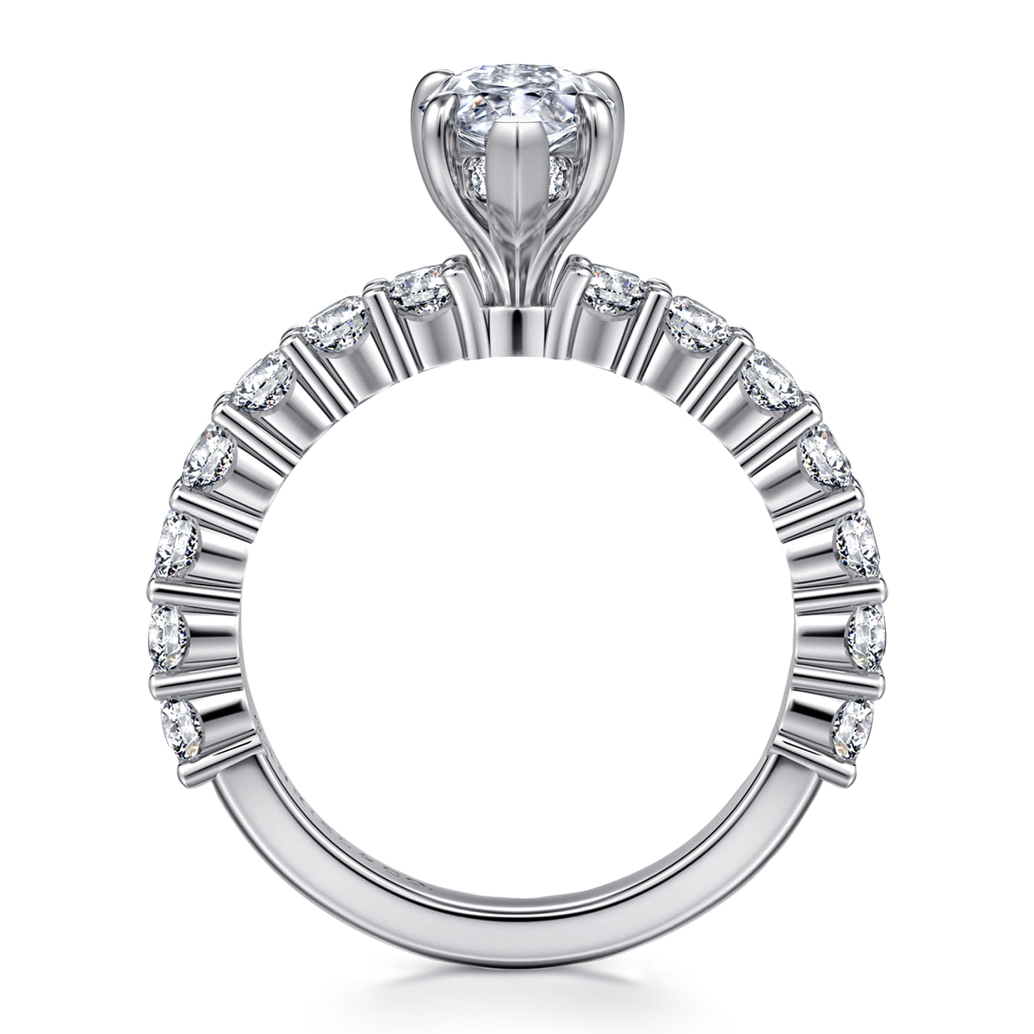 Brosnan - 14K White Gold Pear Shape Diamond Engagement Ring - 1.1 ct - Shot 2