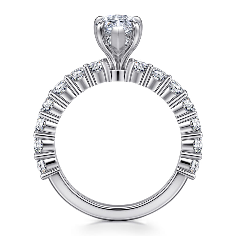 Brosnan - 14K White Gold Pear Shape Diamond Engagement Ring - 1.1 ct - Shot 2