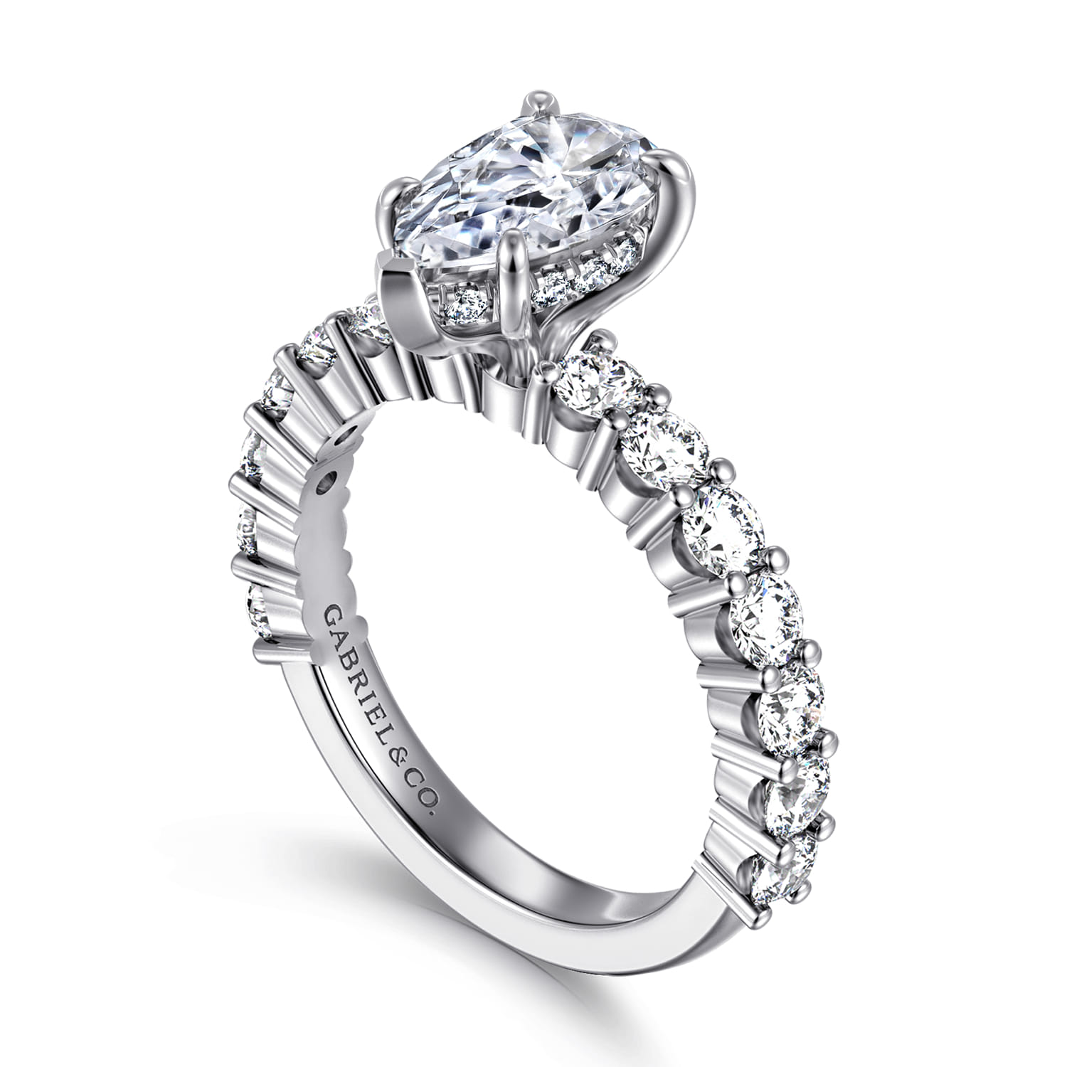 Brosnan - 14K White Gold Pear Shape Diamond Engagement Ring - 1.1 ct - Shot 3