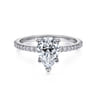Amata - 14K White Gold Pear Shape Diamond Engagement Ring - 0.14 ct