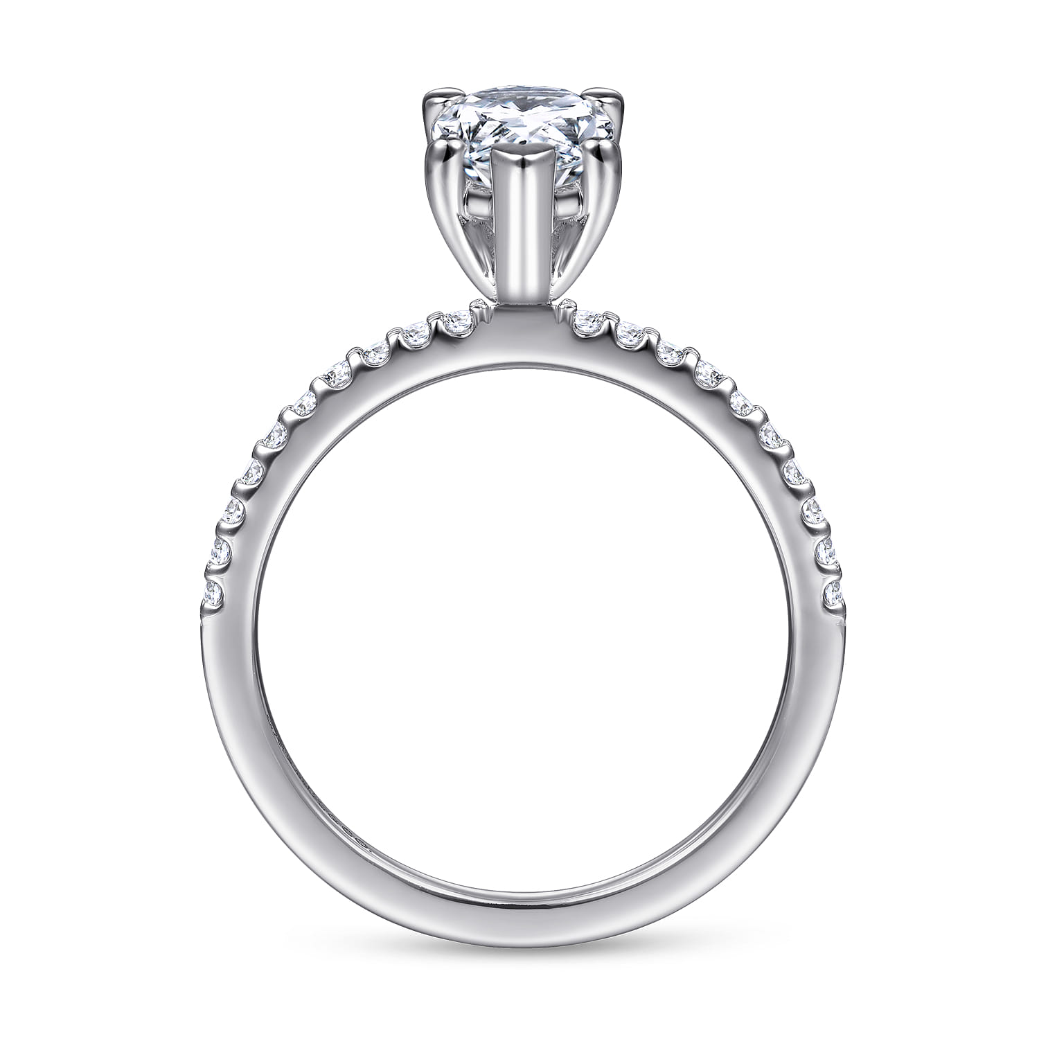 Amata - 14K White Gold Pear Shape Diamond Engagement Ring - 0.14 ct - Shot 2