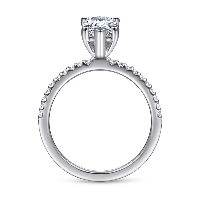 Amata - 14K White Gold Pear Shape Diamond Engagement Ring - 0.14 ct - Shot 2