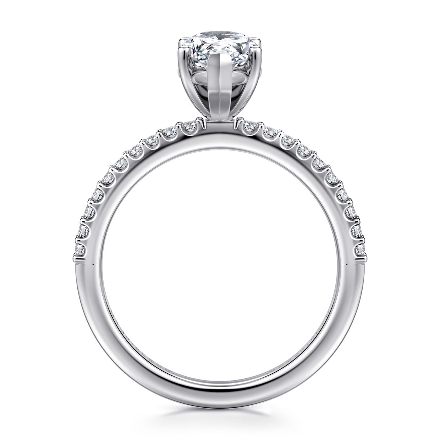 Amata - 14K White Gold Pear Shape Diamond Engagement Ring - 0.15 ct - Shot 2