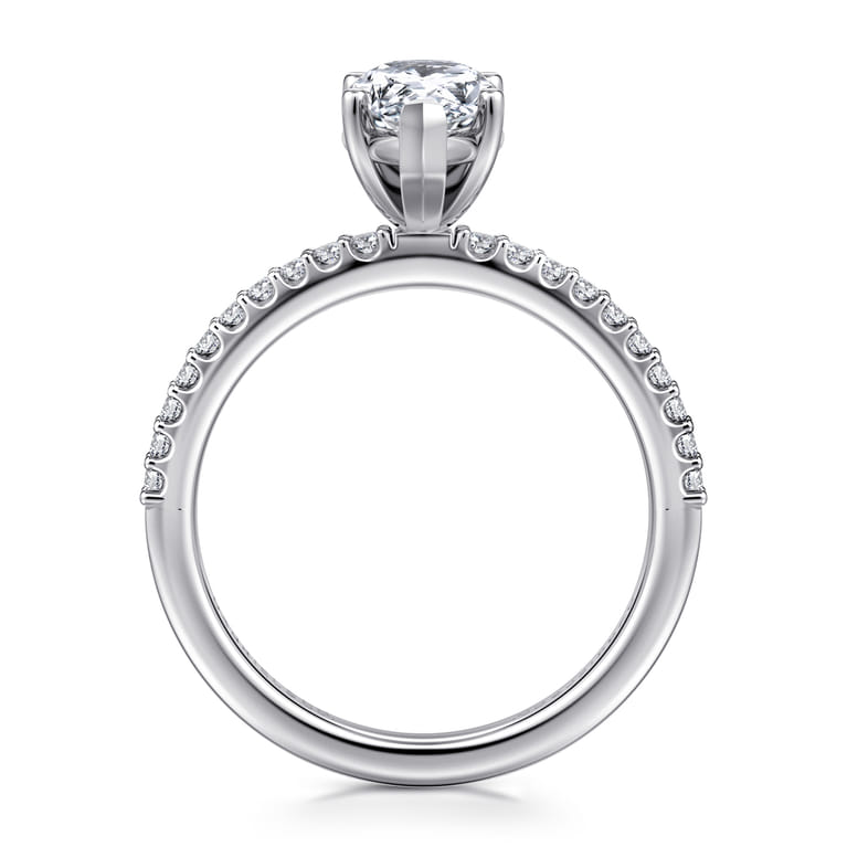 Amata - 14K White Gold Pear Shape Diamond Engagement Ring - 0.15 ct - Shot 2