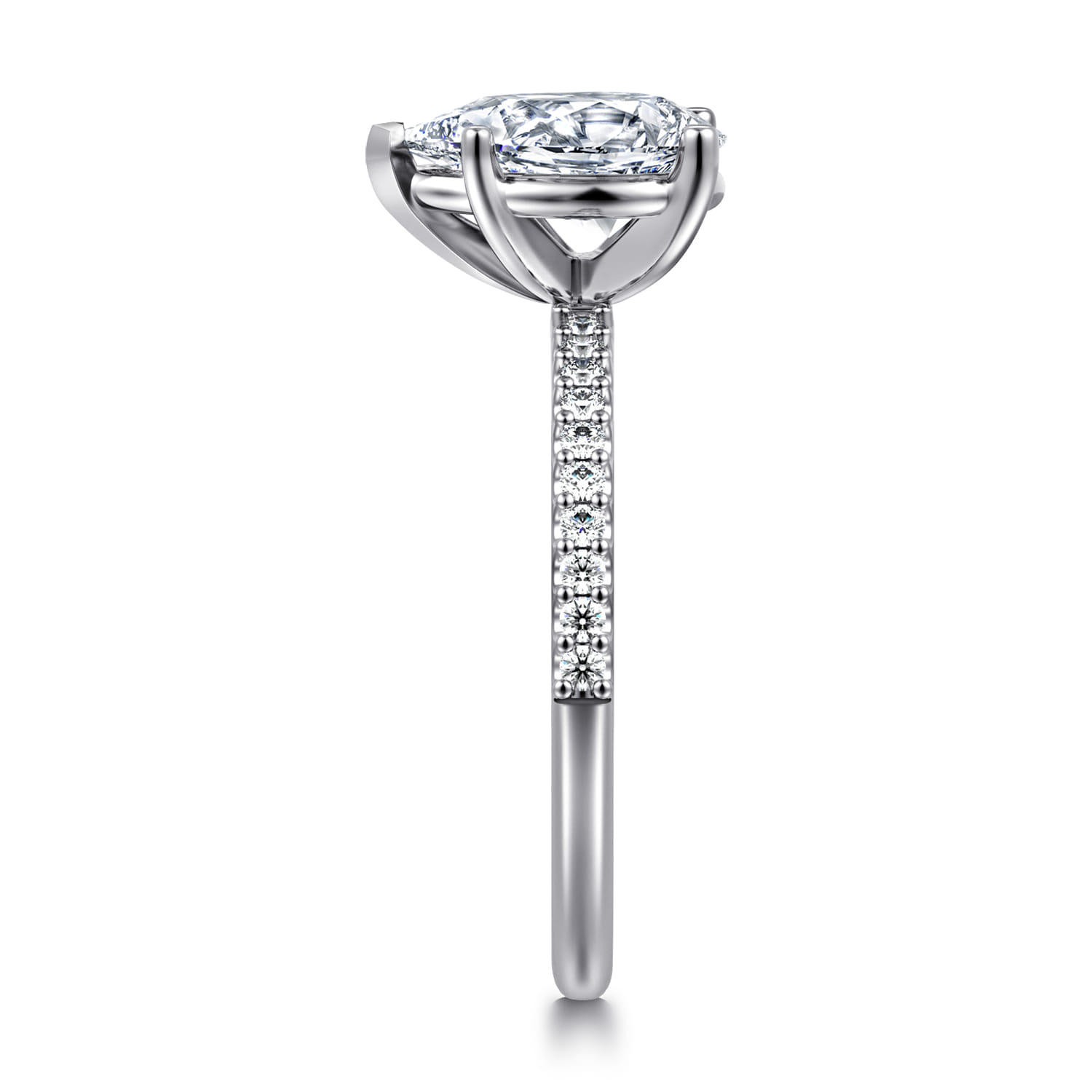 Amata - 14K White Gold Pear Shape Diamond Engagement Ring - 0.15 ct - Shot 4