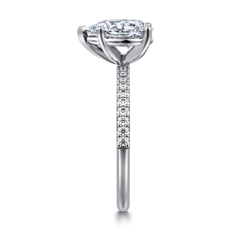 Amata - 14K White Gold Pear Shape Diamond Engagement Ring - 0.15 ct - Shot 4