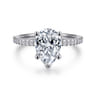 Amata - 14K White Gold Pear Shape Diamond Engagement Ring - 0.15 ct