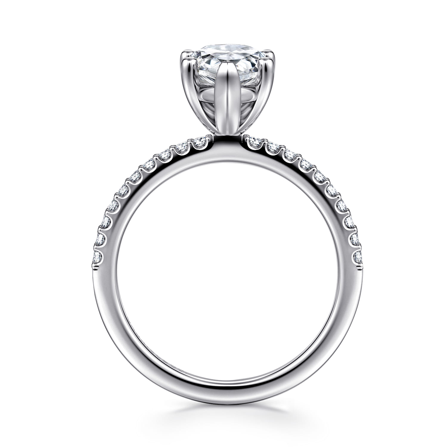 Amata - 14K White Gold Pear Shape Diamond Engagement Ring - 0.15 ct - Shot 2