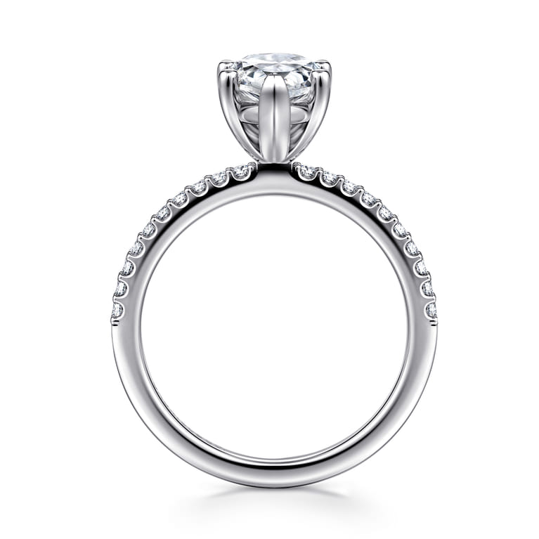 Amata - 14K White Gold Pear Shape Diamond Engagement Ring - 0.15 ct - Shot 2