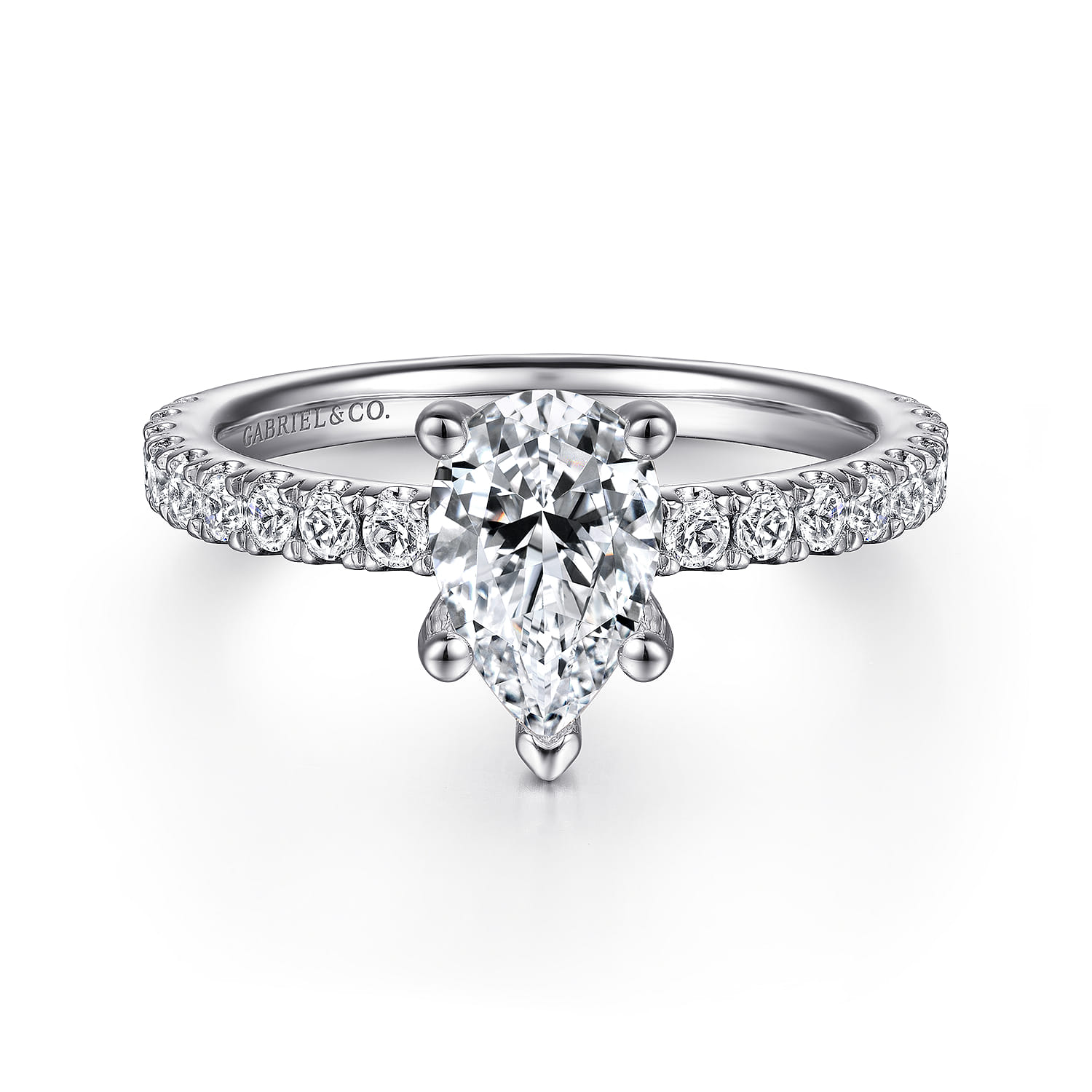 Ulani - 14K White Gold Pear Shape Diamond Engagement Ring - 0.51 ct - Shot 1