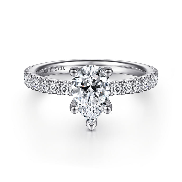 Ulani - 14K White Gold Pear Shape Diamond Engagement Ring - 0.51 ct - Shot 1