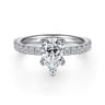 Ulani - 14K White Gold Pear Shape Diamond Engagement Ring - 0.51 ct