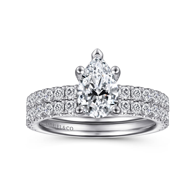 Ulani - 14K White Gold Pear Shape Diamond Engagement Ring - 0.51 ct - Shot 4