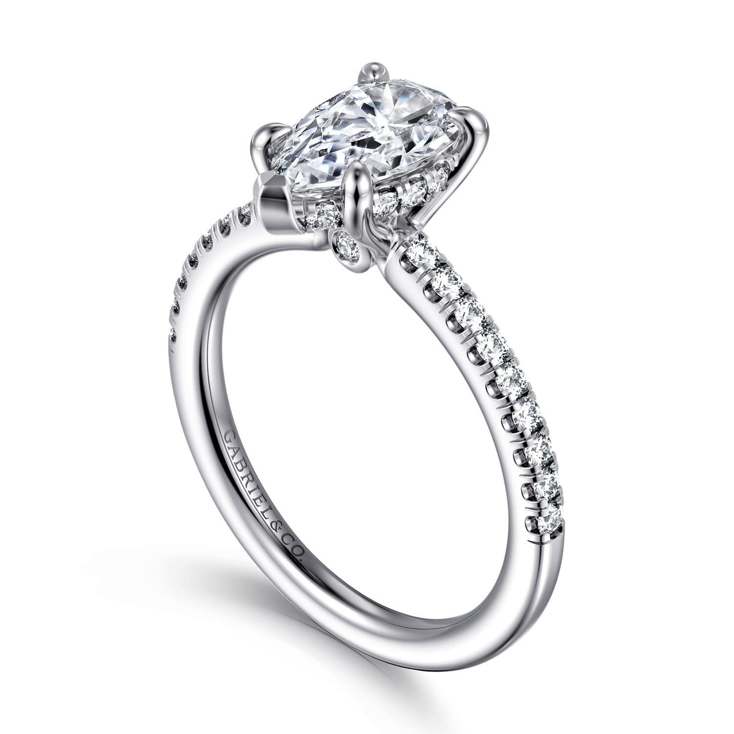 Broderick - 14K White Gold Pear Shape Diamond Engagement Ring - 0.3 ct - Shot 3