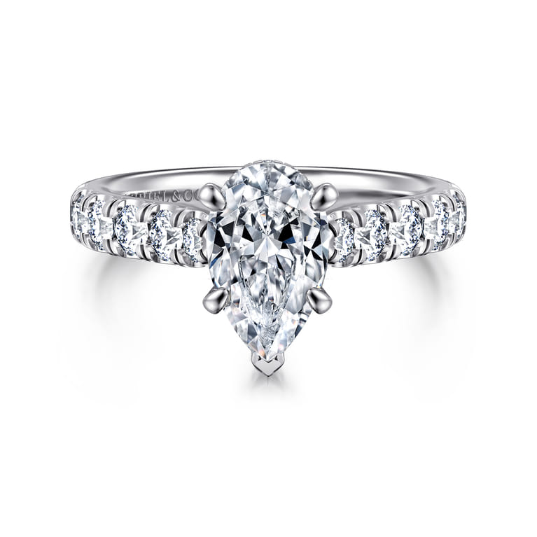 Sarita - 14K White Gold Pear Shape Diamond Engagement Ring - 0.95 ct - Shot 1