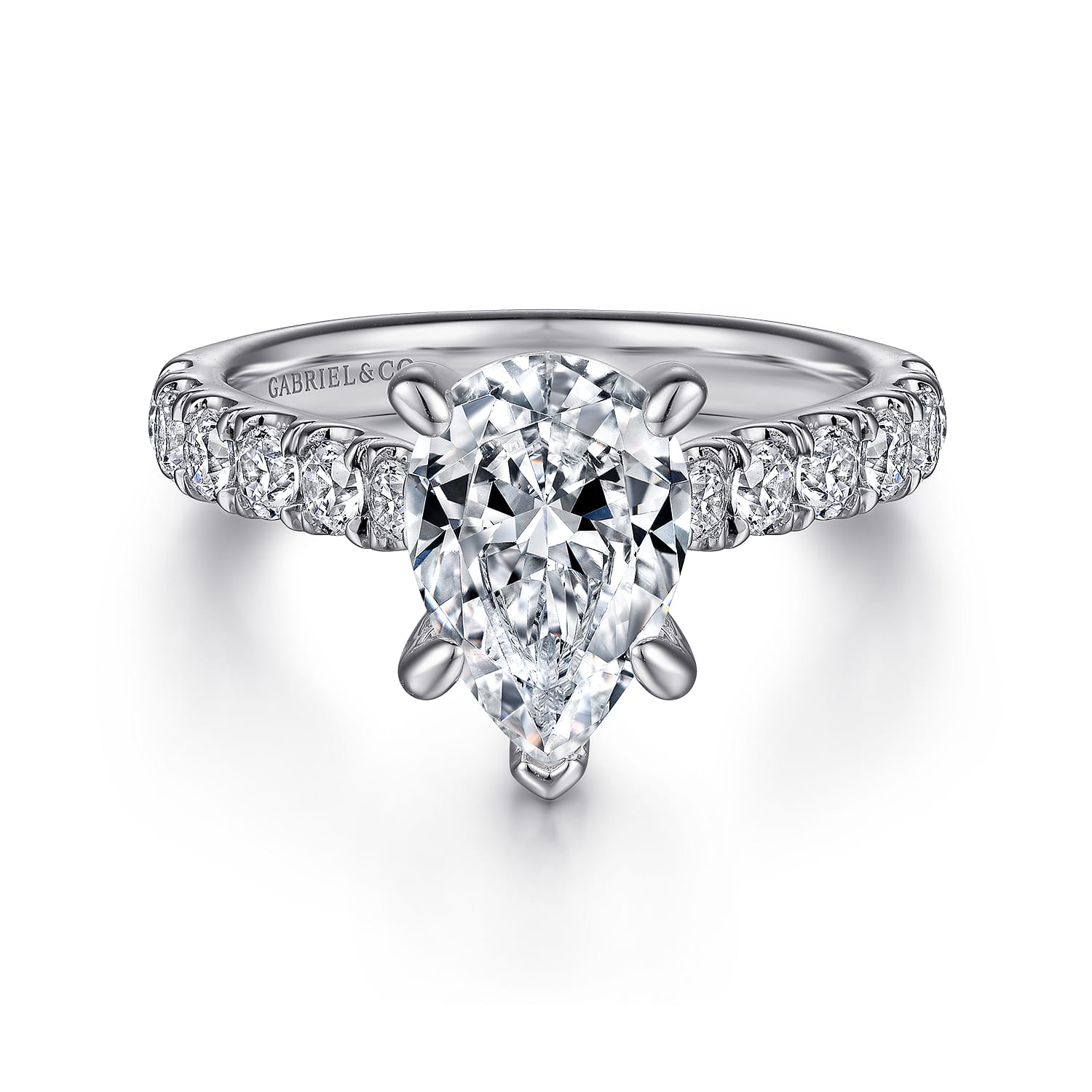 Sarita - 14K White Gold Pear Shape Diamond Engagement Ring - 0.95 ct - Shot 1