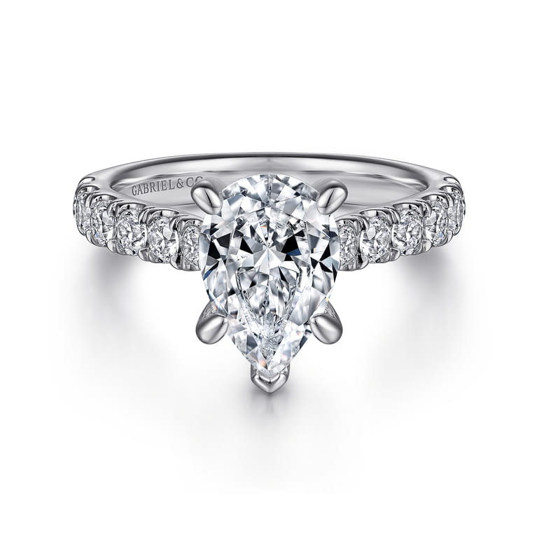 Sarita - 14K White Gold Pear Shape Diamond Engagement Ring - 0.95 ct - Shot 1