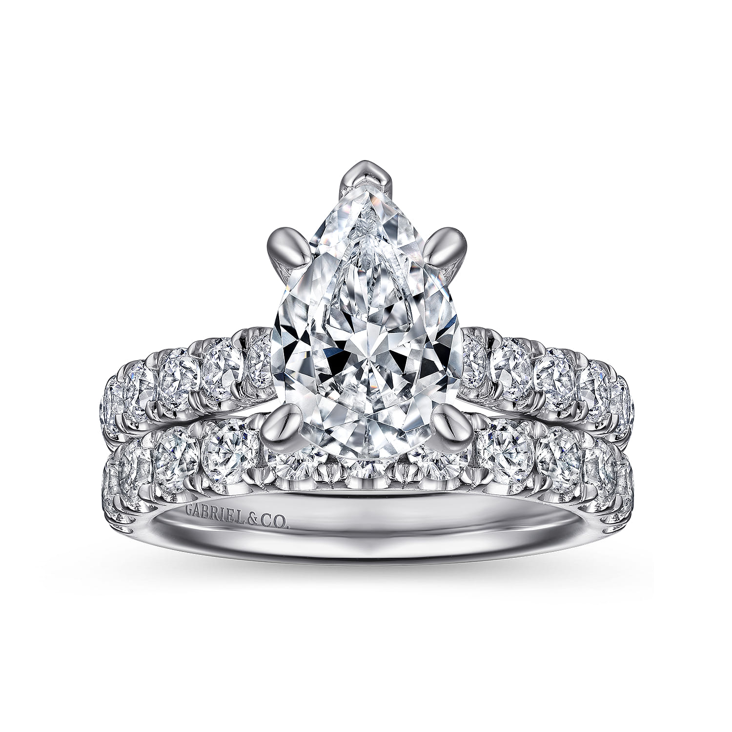 Sarita - 14K White Gold Pear Shape Diamond Engagement Ring - 0.95 ct - Shot 4