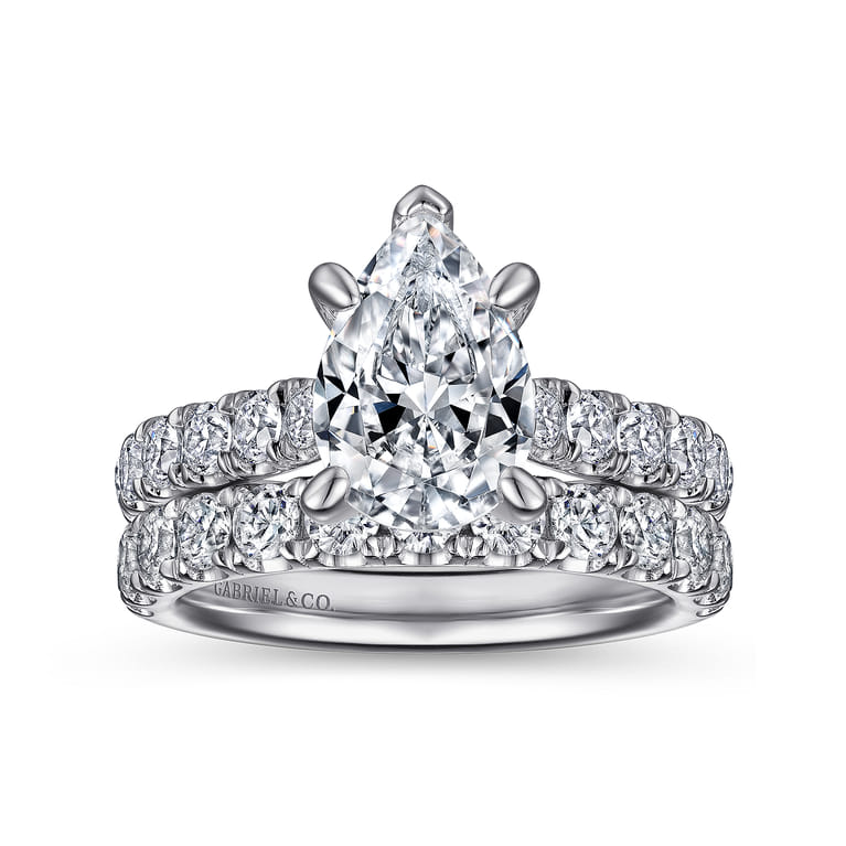 Sarita - 14K White Gold Pear Shape Diamond Engagement Ring - 0.95 ct - Shot 4