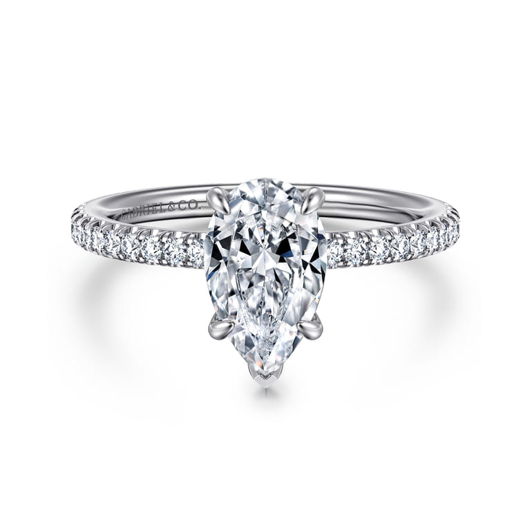 Evelyn - 14K White Gold Pear Shape Diamond Engagement Ring - 0.18 ct - Shot 1