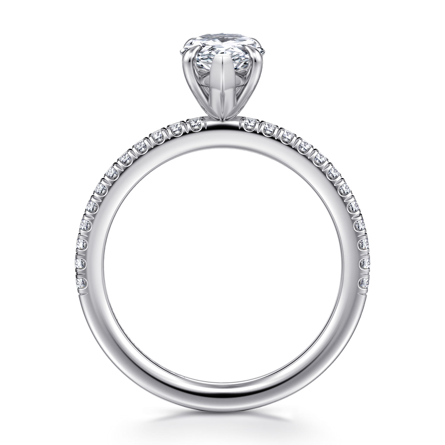 Evelyn - 14K White Gold Pear Shape Diamond Engagement Ring - 0.18 ct - Shot 2