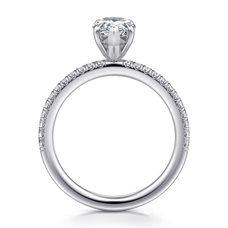 Evelyn - 14K White Gold Pear Shape Diamond Engagement Ring - 0.18 ct - Shot 2