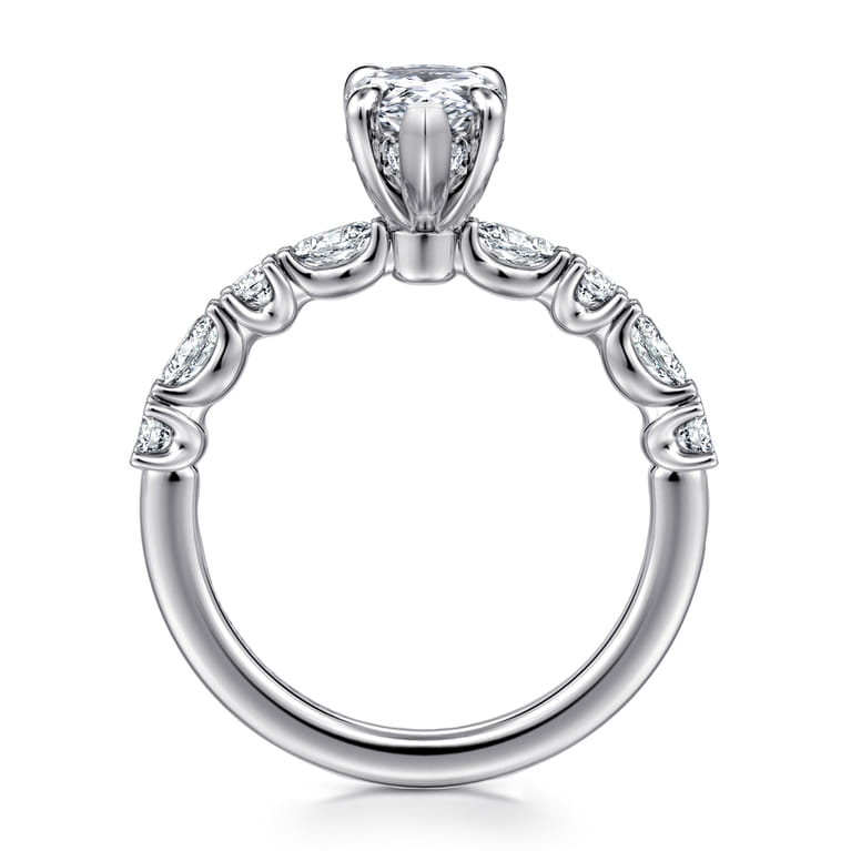 Juliet - 14K White Gold Pear Shape Diamond Engagement Ring - 0.47 ct - Shot 2