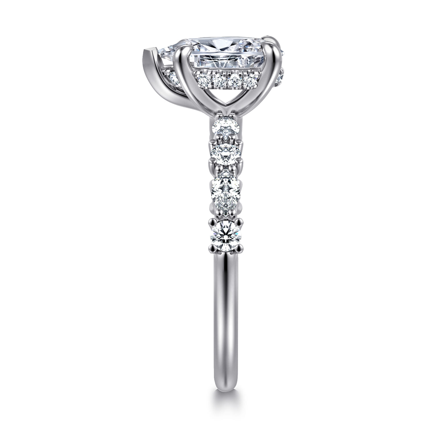 Juliet - 14K White Gold Pear Shape Diamond Engagement Ring - 0.47 ct - Shot 4