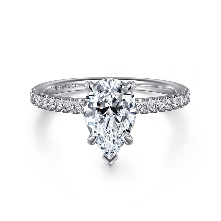 Stasia - 14K White Gold Pear Shape Diamond Engagement Ring - 0.21 ct - Shot 1