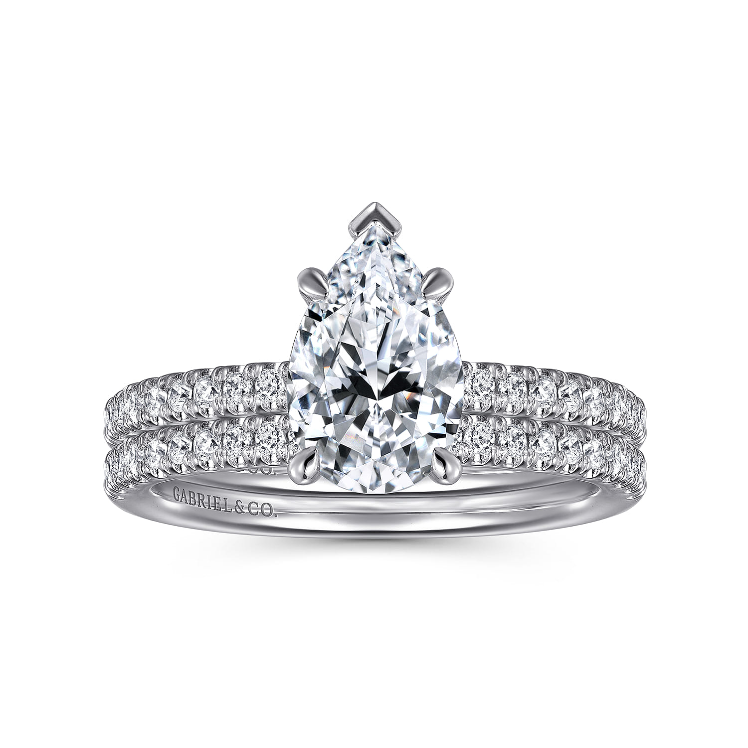 Stasia - 14K White Gold Pear Shape Diamond Engagement Ring - 0.21 ct - Shot 4