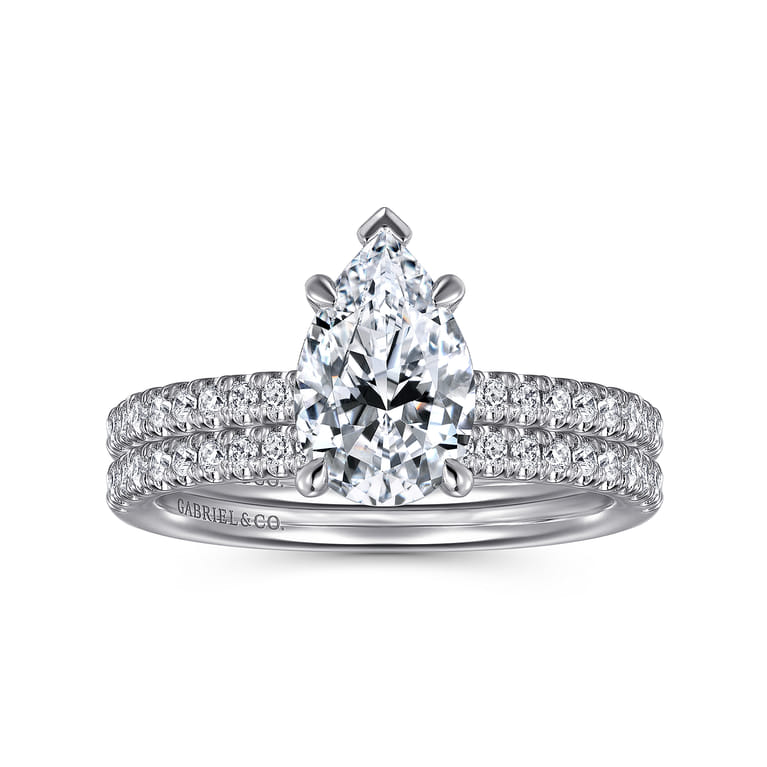 Stasia - 14K White Gold Pear Shape Diamond Engagement Ring - 0.21 ct - Shot 4