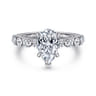 Silvey - 14K White Gold Pear Shape Single Prong Diamond Engagement Ring - 0.7 ct