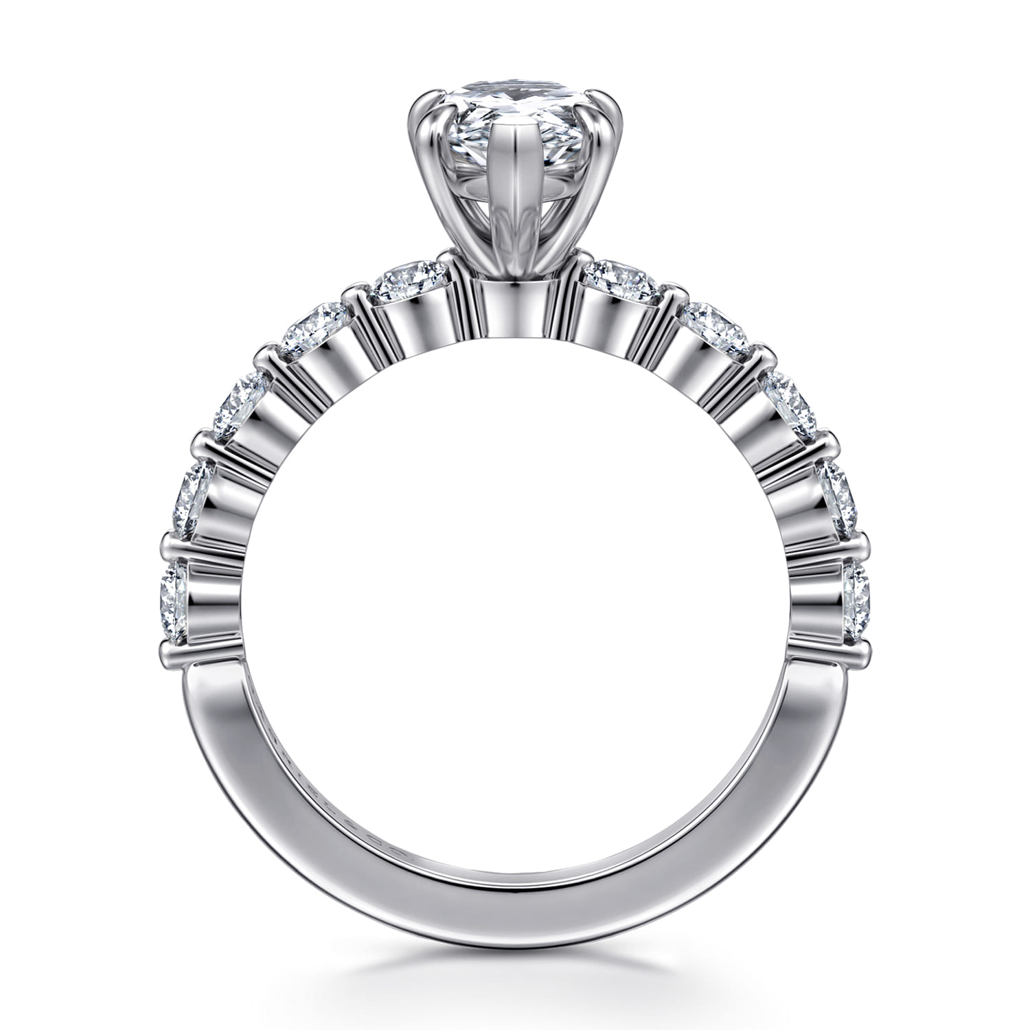 Silvey - 14K White Gold Pear Shape Single Prong Diamond Engagement Ring - 0.7 ct - Shot 2