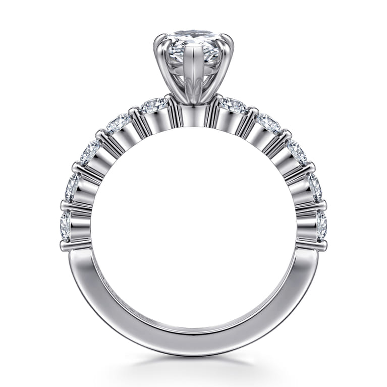 Silvey - 14K White Gold Pear Shape Single Prong Diamond Engagement Ring - 0.7 ct - Shot 2