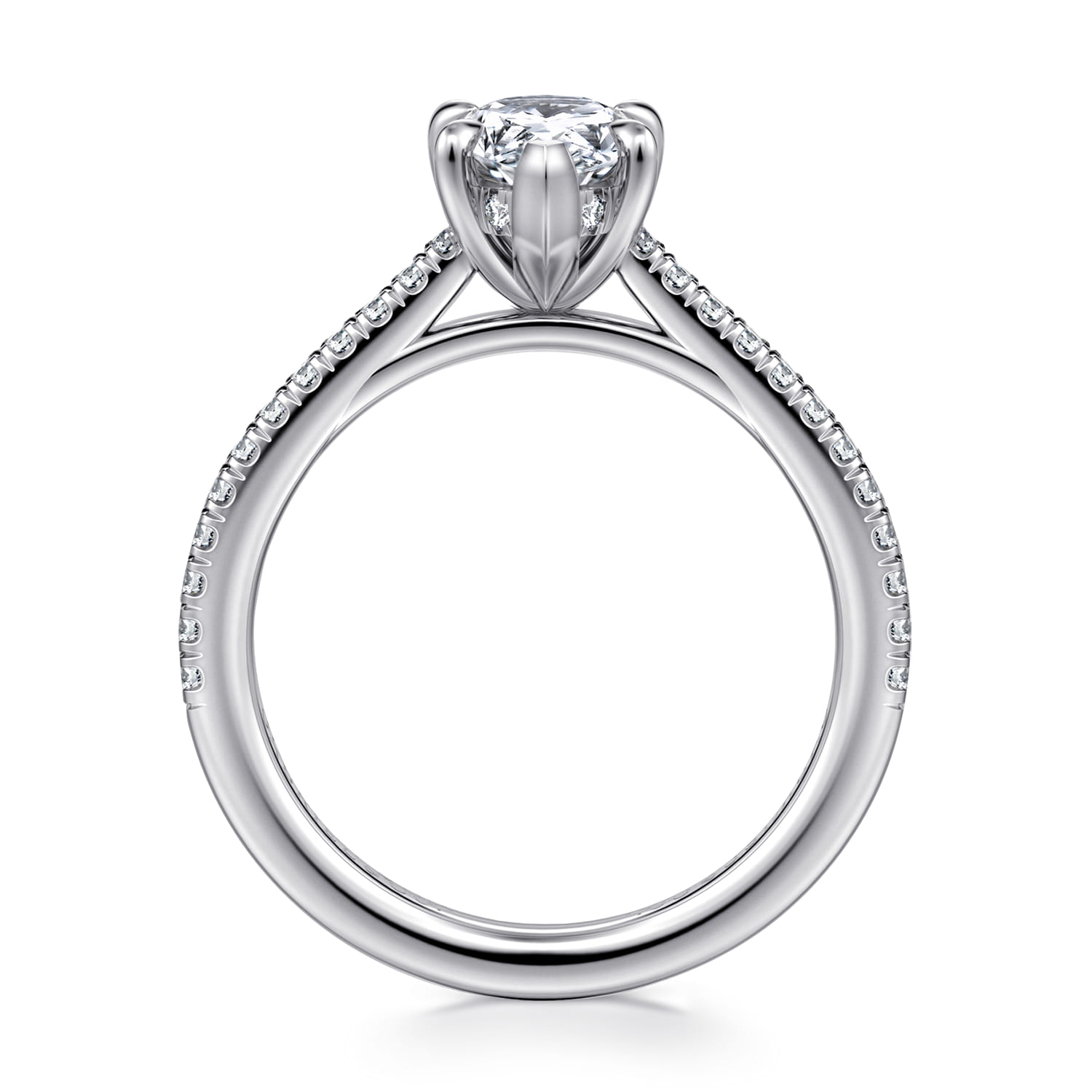 Aline - 14K White Gold Pear Shape Diamond Engagement Ring - 0.3 ct - Shot 2