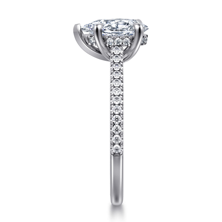 Aline - 14K White Gold Pear Shape Diamond Engagement Ring - 0.3 ct - Shot 4