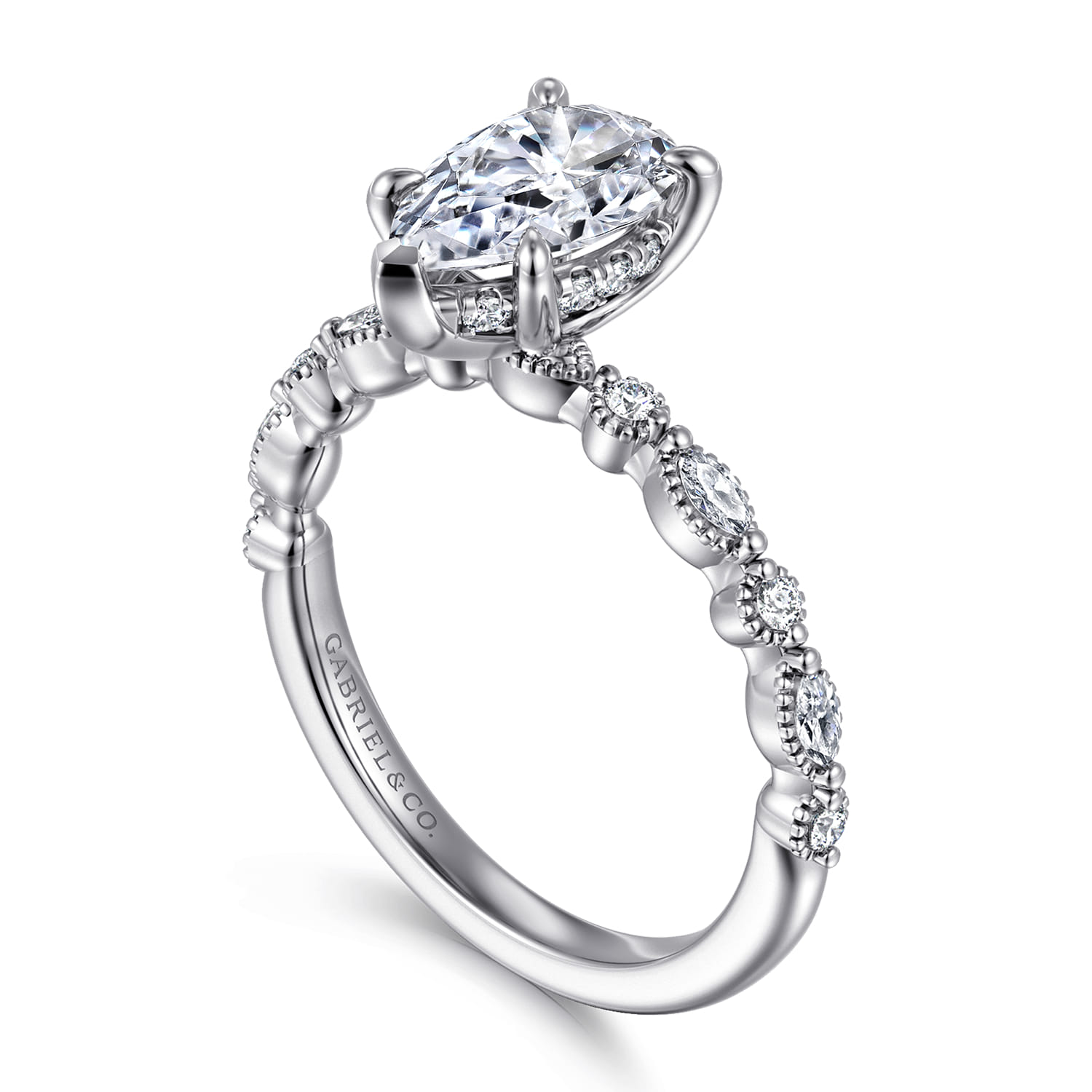 Lanna - 14K White Gold Pear Shape Diamond Engagement Ring - 0.3 ct - Shot 3
