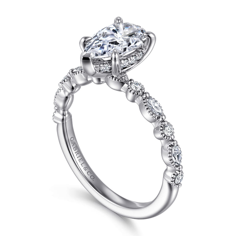 Lanna - 14K White Gold Pear Shape Diamond Engagement Ring - 0.3 ct - Shot 3