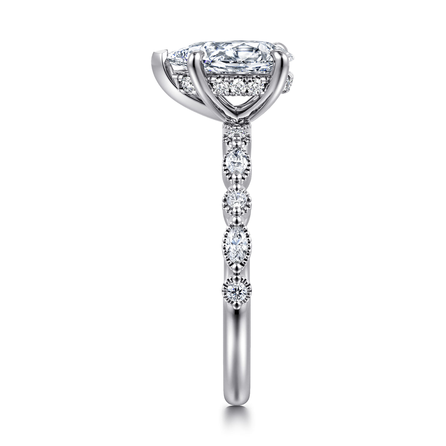 Lanna - 14K White Gold Pear Shape Diamond Engagement Ring - 0.3 ct - Shot 4