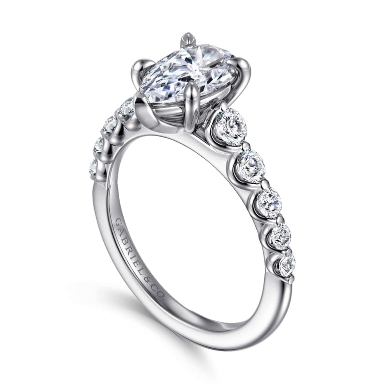 Emberlie - 14K White Gold Pear Shape Diamond Engagement Ring - 0.5 ct - Shot 3
