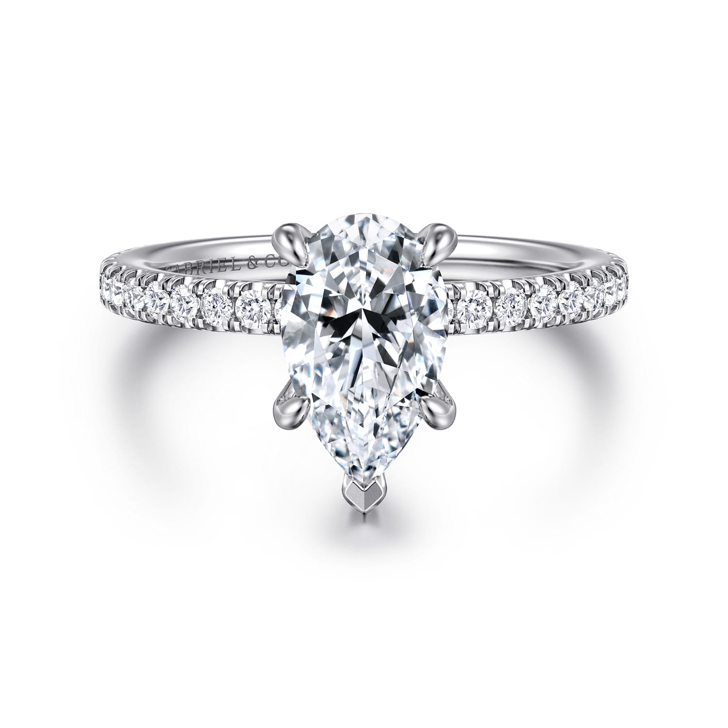 Alisa - 14K White Gold Pear Shape Diamond Engagement Ring - 0.5 ct - Shot 1