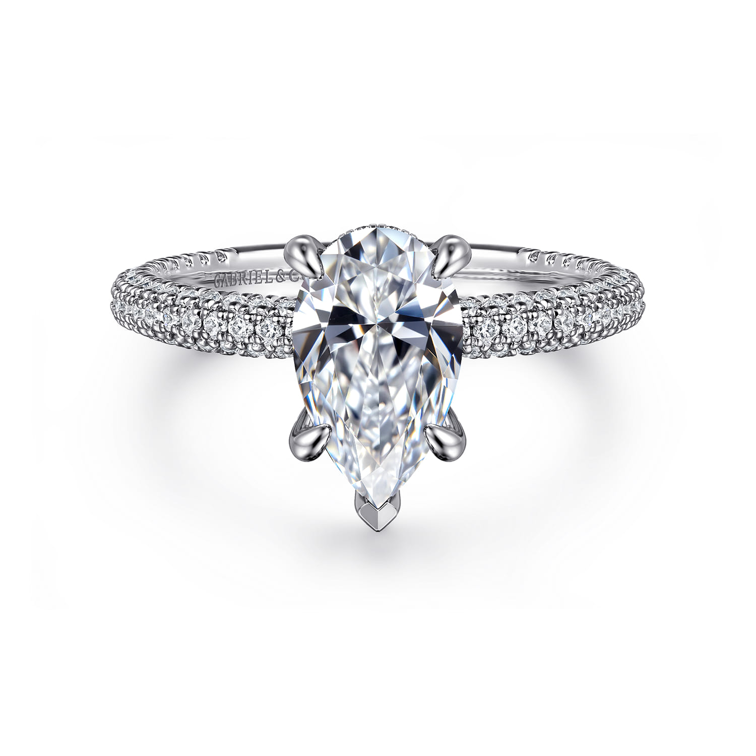 Alinna - 14K White Gold Pear Shape Diamond Engagement Ring - 0.7 ct - Shot 1