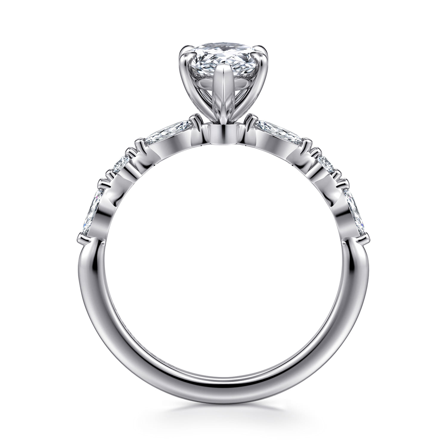 Perry - 14K White Gold Pear Shape Diamond Engagement Ring - 0.3 ct - Shot 2
