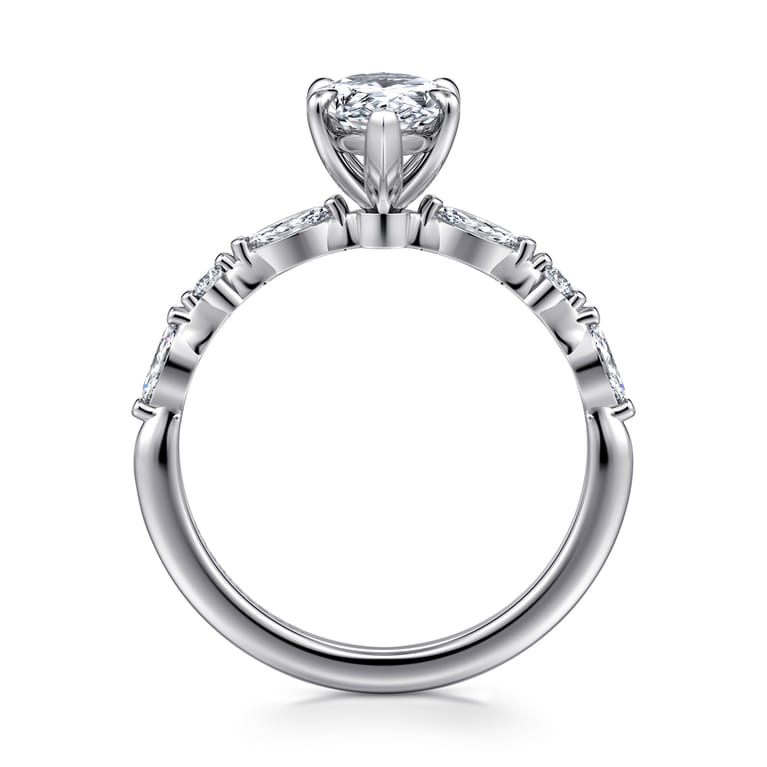 Perry - 14K White Gold Pear Shape Diamond Engagement Ring - 0.3 ct - Shot 2