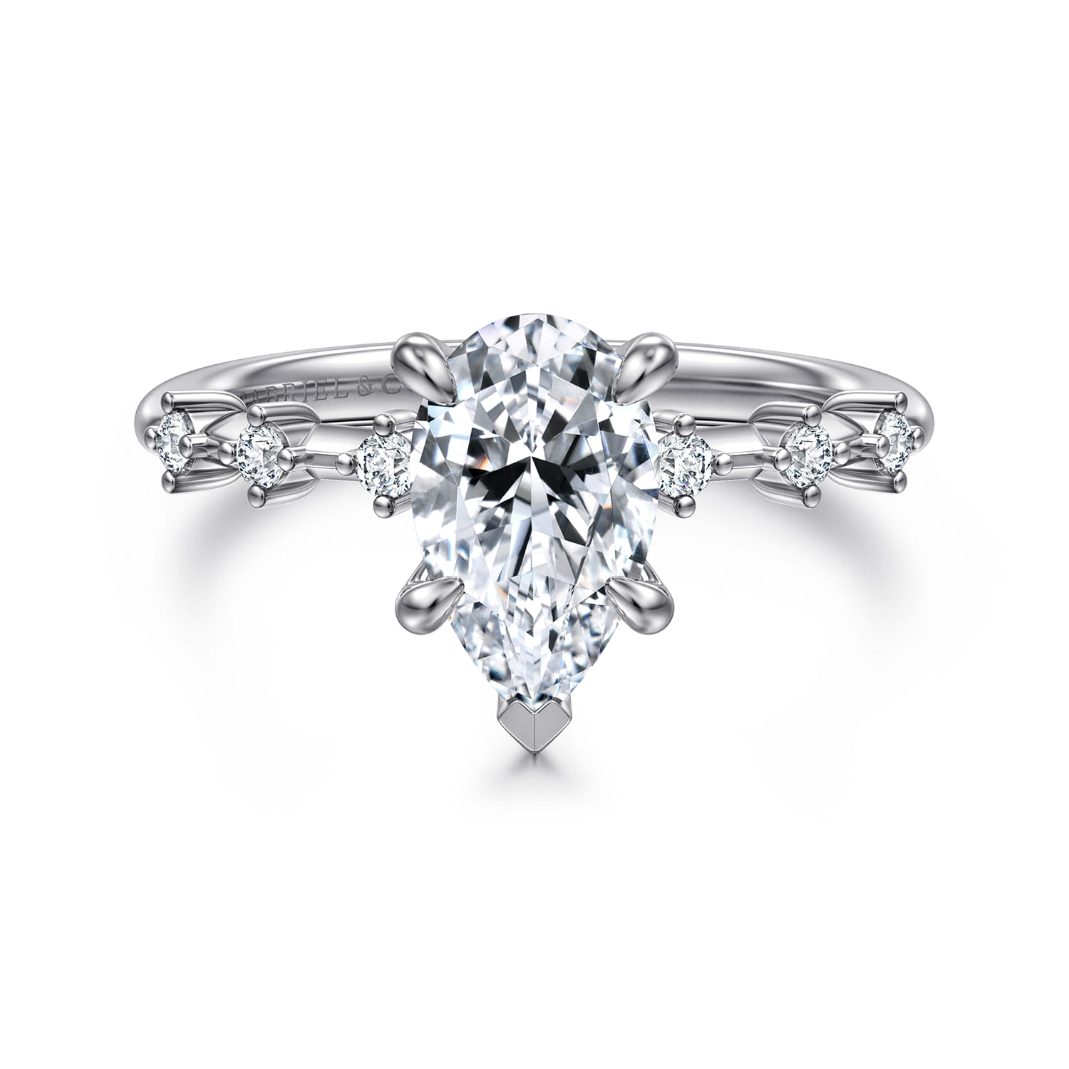 Joplin - 14K White Gold Pear Shape Diamond Engagement Ring - 0.15 ct - Shot 1