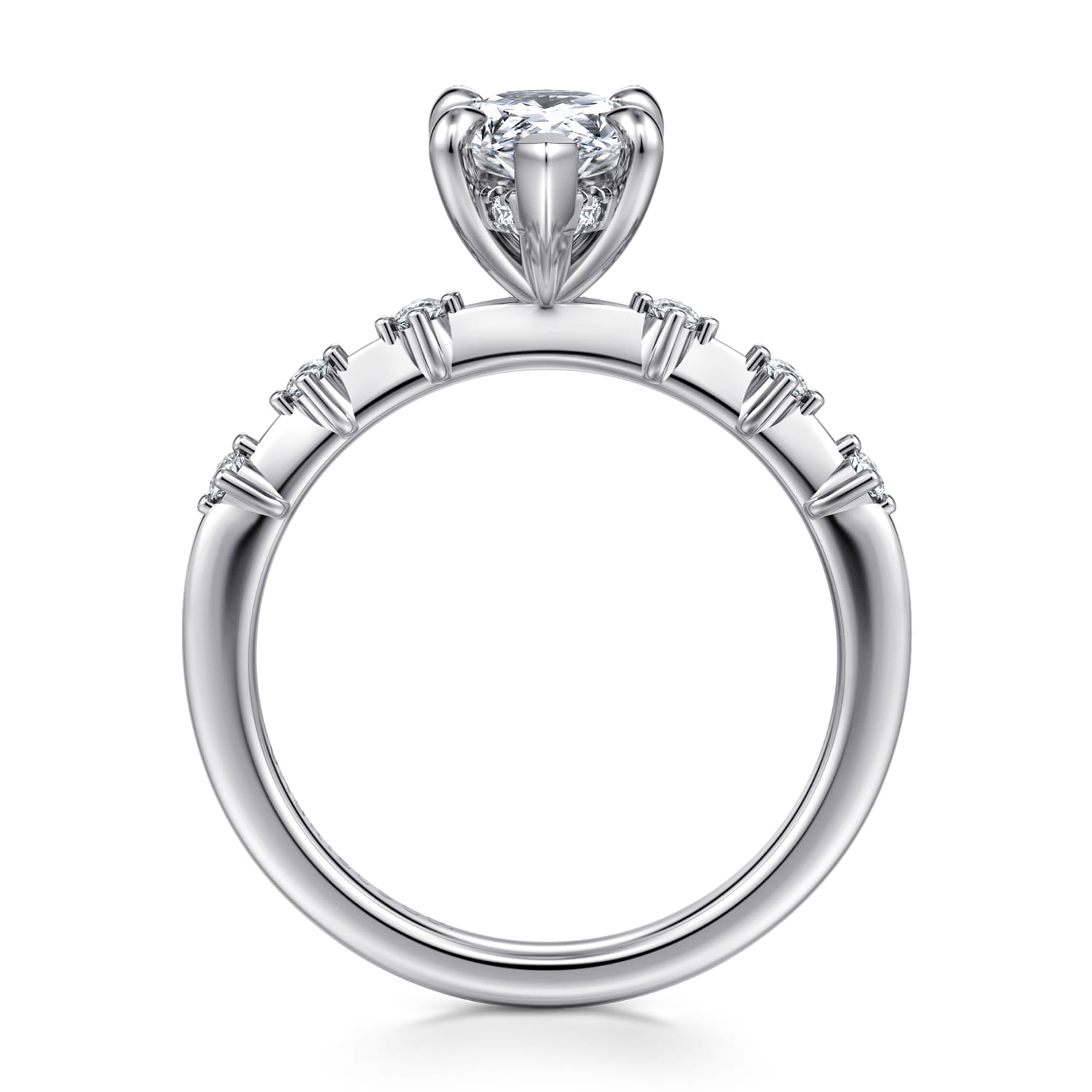 Joplin - 14K White Gold Pear Shape Diamond Engagement Ring - 0.15 ct - Shot 2