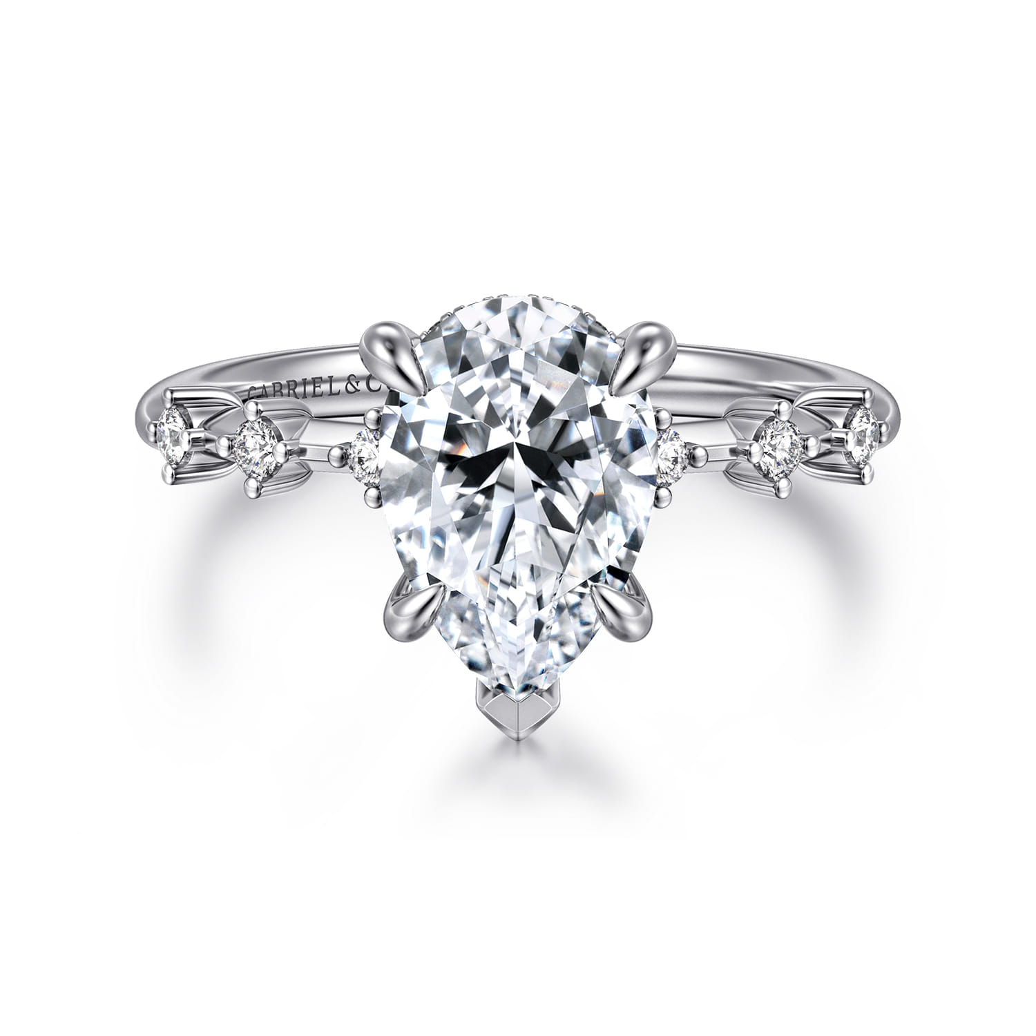 Joplin - 14K White Gold Pear Shape Diamond Engagement Ring - 0.17 ct - Shot 1