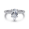 Twain - 14K White Gold Pear Shape Diamond Engagement Ring - 0.2 ct