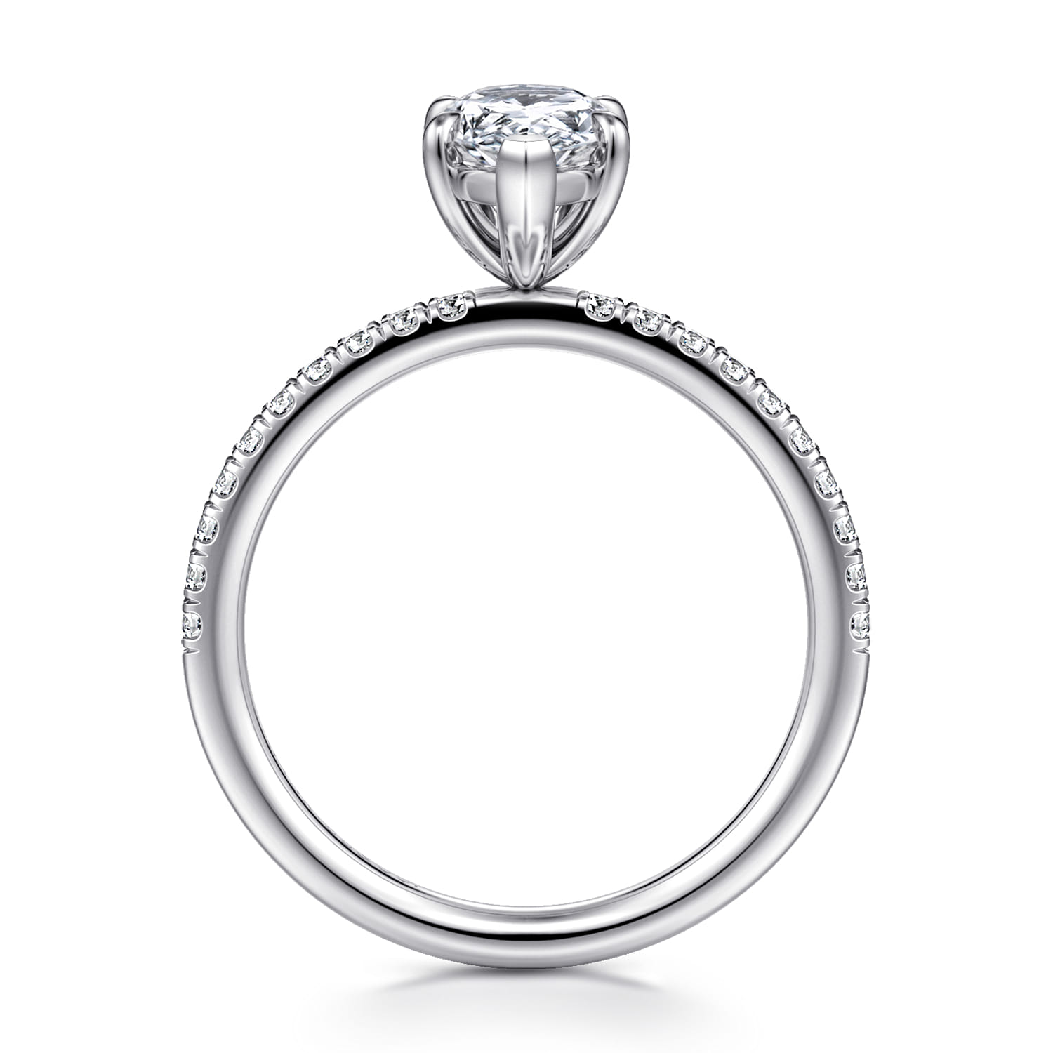 Twain - 14K White Gold Pear Shape Diamond Engagement Ring - 0.2 ct - Shot 2