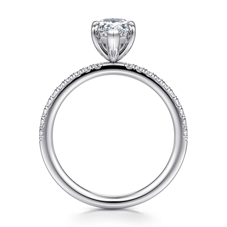 Twain - 14K White Gold Pear Shape Diamond Engagement Ring - 0.2 ct - Shot 2